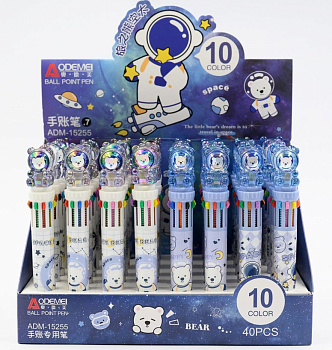Ручка шар. 10 цветов авт. SPACE BEAR 0,7 мм, ADM15255